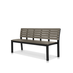 6' Highback Bench Tex Black Frame with Gray Seat&Back